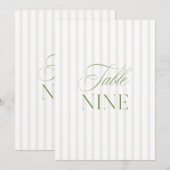 Elegante Sage Green & Beige Trouwtafel Nummer Kaart (Voorkant / Achterkant)