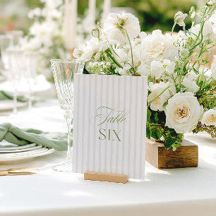 Elegante Sage Green & Beige Trouwtafel Nummer Kaart