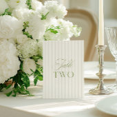 Elegante Sage Green & Beige Trouwtafel Nummer Kaart