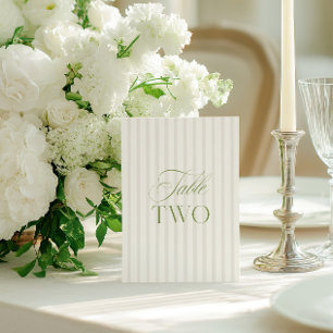 Elegante Sage Green & Beige Trouwtafel Nummer Kaart