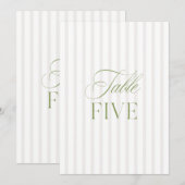 Elegante Sage Green & Beige Trouwtafel Nummer Kaart (Voorkant / Achterkant)