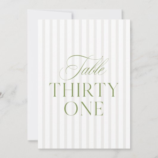 Elegante Sage Green & Beige Wedding 31 Tafelnummer (Voorkant)