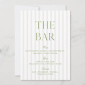 Elegante Sage Green & Beige Wedding Bar Sign Kaart (Voorkant)