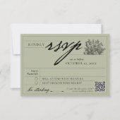 Elegante Sage Green Bloemen Boho Huwelijk RSVP Kaartje (Voorkant)