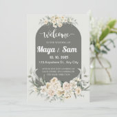 Elegante Sage Green Bloemen Trouwbord Kaart (Staand voorkant)