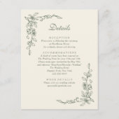 Elegante Sage Green Bloemenbruiloft Informatiekaartje (Voorkant)