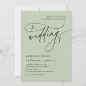 Elegante Sage Green Bloemenbruiloft Kaart (Voorkant)