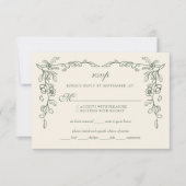 Elegante Sage Green Bloemenbruiloft RSVP Kaartje (Voorkant)