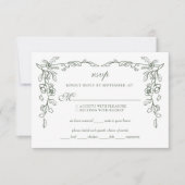 Elegante Sage Green  Bloemenbruiloft RSVP Kaartje (Voorkant)