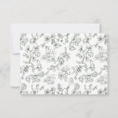Elegante Sage Green  Bloemenbruiloft RSVP Kaartje (Achterkant)