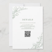 Elegante Sage Green Bloemenkrans QR Code Huwelijk Kaart (Achterkant)