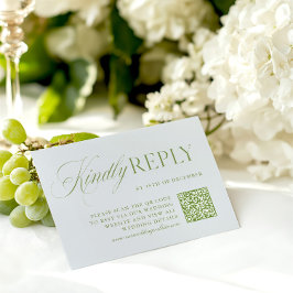 Elegante Sage Green & Blue QR Code RSVP-kaart RSVP Kaartje