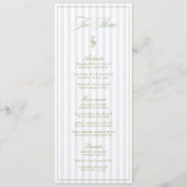 Elegante Sage Green & Blue Striped Wedding Menu (Voorkant)