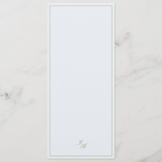 Elegante Sage Green & Blue Striped Wedding Menu (Achterkant)