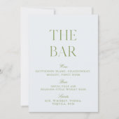 Elegante Sage Green & Blue Wedding Bar Sign Kaart (Voorkant)