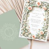 Elegante Sage Green Blush Roos huwelijksuitnodigin Kaart