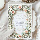 Elegante Sage Green Blush Roos huwelijksuitnodigin Kaart