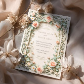 Elegante Sage Green Blush Roos huwelijksuitnodigin Kaart