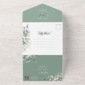 Elegante Sage Green Boho Greenery Trouwfoto All In One Uitnodiging (Buitenkant)