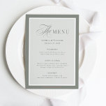 Elegante Sage Green Border | Classic Luxe Menu<br><div class="desc">Deze elegante,  luxe trouwkaarten hebben een salie groene rand en een lichter salie groen en wit ontwerp. Er is een mix van klassieke tekst en moderne kalligrafie voor een stijlvol en minimalistisch ontwerp dat perfect is voor uw tijdloze,  formele bruiloft.</div>