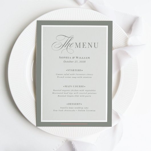Elegante Sage Green Border | Classic Luxe Menu