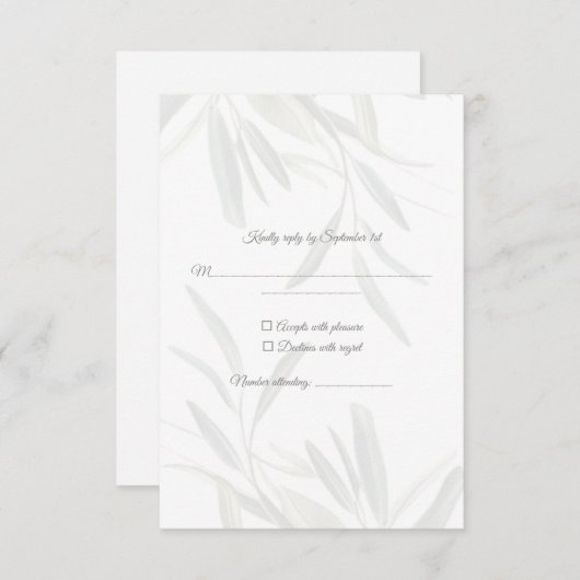 Elegante Sage Green Botanical RSVP (Voorkant / Achterkant)