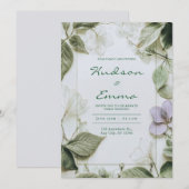 Elegante Sage Green Botanische bruiloft uitnodigin Kaart (Voorkant / Achterkant)