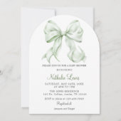 Elegante Sage Green Bow Baby shower Genderneutraal Kaart (Voorkant)