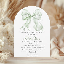 Elegante Sage Green Bow Baby shower Genderneutraal