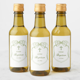 Elegante Sage Green Bow Crest doop Wijn Etiket