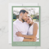 Elegante Sage Green Bow Fotobruiloft Save The Date (Achterkant)