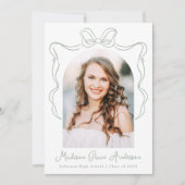 Elegante Sage Green  Bow Graduation Party Kaart (Voorkant)