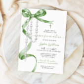 Elegante Sage Green Bow & Rozenkrans bevestiging Kaart