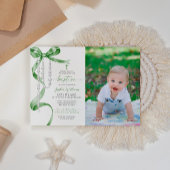Elegante Sage Green Bow & Rozenkrans Fotodoop Kaart