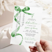 Elegante Sage Green Bow & Rozenkrans toewijding Kaart