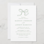 Elegante Sage Green Bow Wedding Kaart (Voorkant)