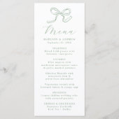 Elegante Sage Green Bow Wedding Menu (Voorkant)