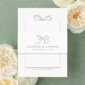 Elegante Sage Green Bow Wedding Uitnodigingen Wikkel