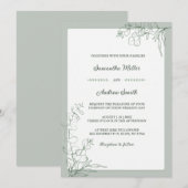 Elegante Sage Green bruiloft Kaart (Voorkant / Achterkant)