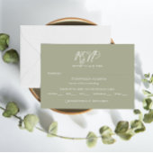 Elegante Sage Green Calligraphy Wedding RSVP Kaart