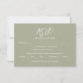 Elegante Sage Green Calligraphy Wedding RSVP Kaart (Voorkant)