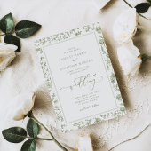 Elegante Sage Green Chinoiserie bruiloft Kaart