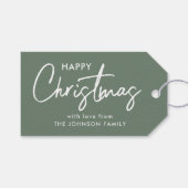 Elegante Sage Green Christmas Cadeaulabel (Voorkant (Horizontaal))