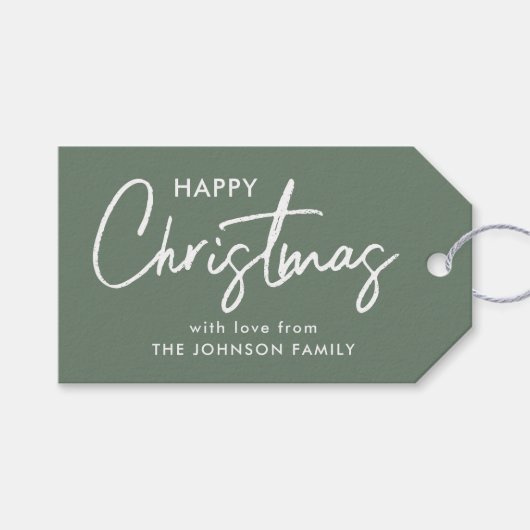 Elegante Sage Green Christmas Cadeaulabel (Voorkant (Horizontaal))