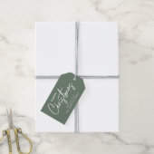 Elegante Sage Green Christmas Cadeaulabel (Met Touw)