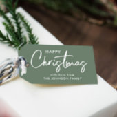Elegante Sage Green Christmas Cadeaulabel