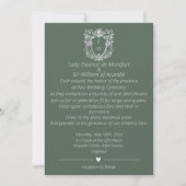 Elegante Sage Green Crest Monogram Huwelijk Kaart (Voorkant)