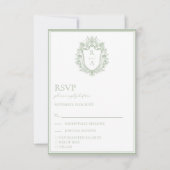 Elegante Sage Green Crest Wedding Food Choice RSVP (Voorkant)