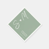 Elegante Sage Green Custom Initialen bruiloft serv Servet (Hoek)