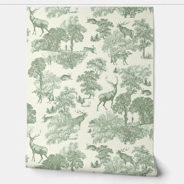 Elegante  Sage Green Deer Woodland Toile Behang